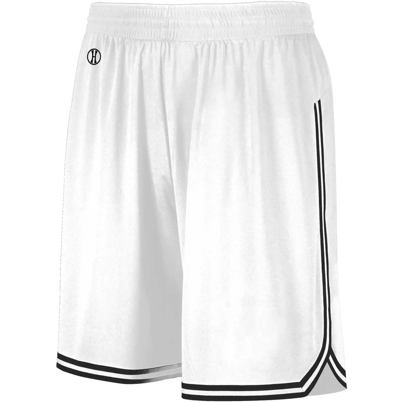 Holloway 224277 Youth Retro Basketball Shorts – White Black
