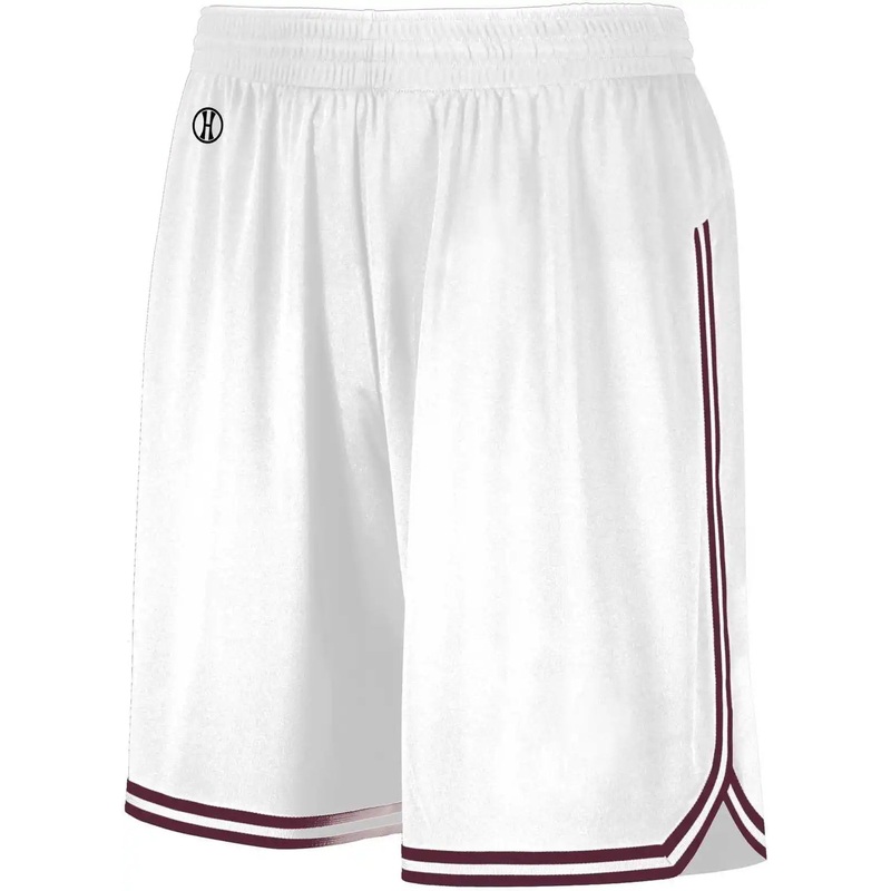 Holloway 224277 Youth Retro Basketball Shorts – White Maroon