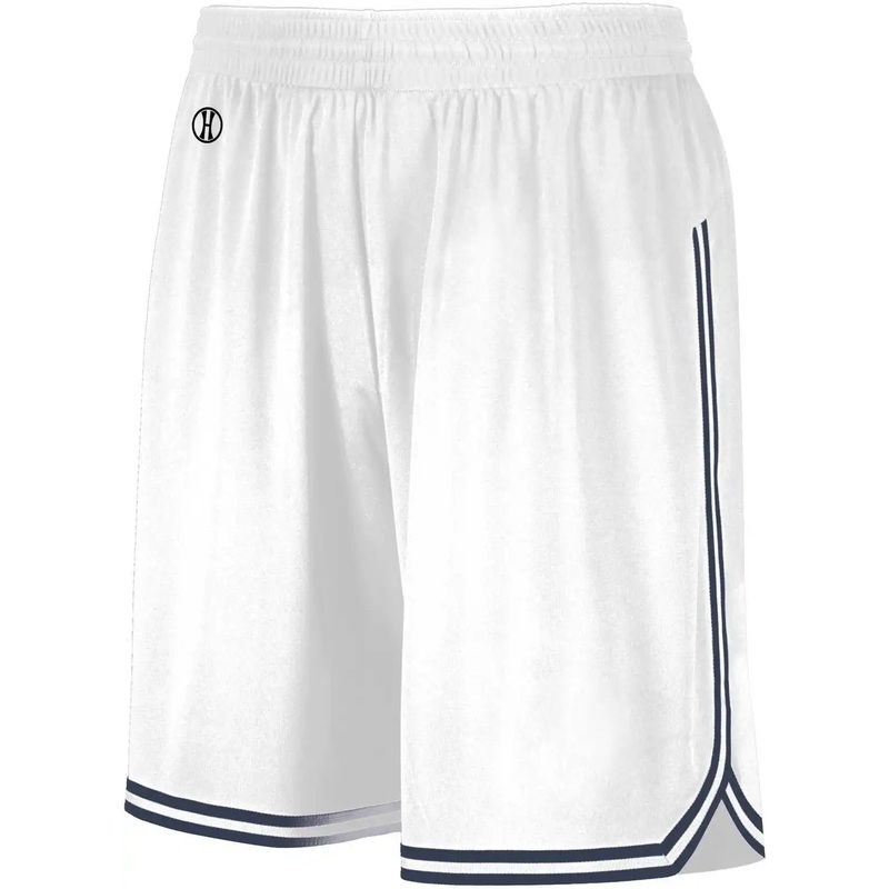 Holloway 224277 Youth Retro Basketball Shorts – White Navy