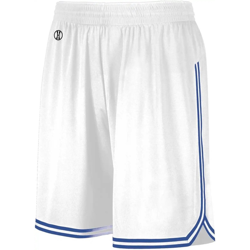 Holloway 224277 Youth Retro Basketball Shorts – White Royal