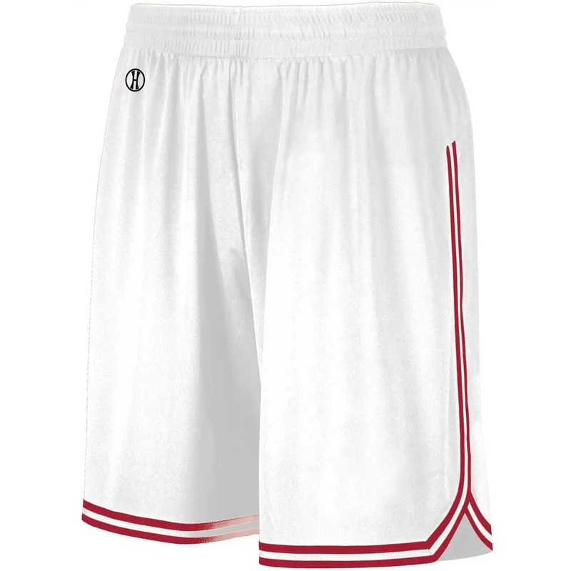 Holloway 224277 Youth Retro Basketball Shorts – White Scarlet