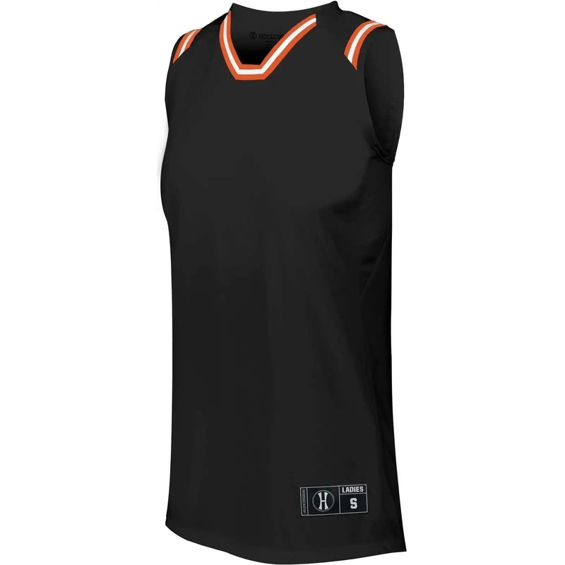Holloway 224376 Ladies Retro Basketball Jersey – Black Orange White