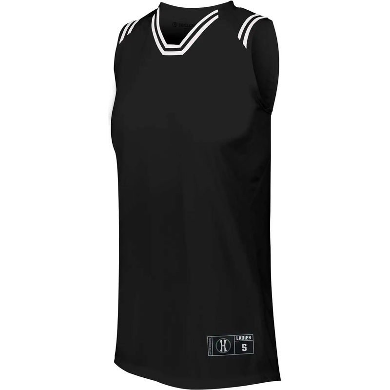 Holloway 224376 Ladies Retro Basketball Jersey – Black White