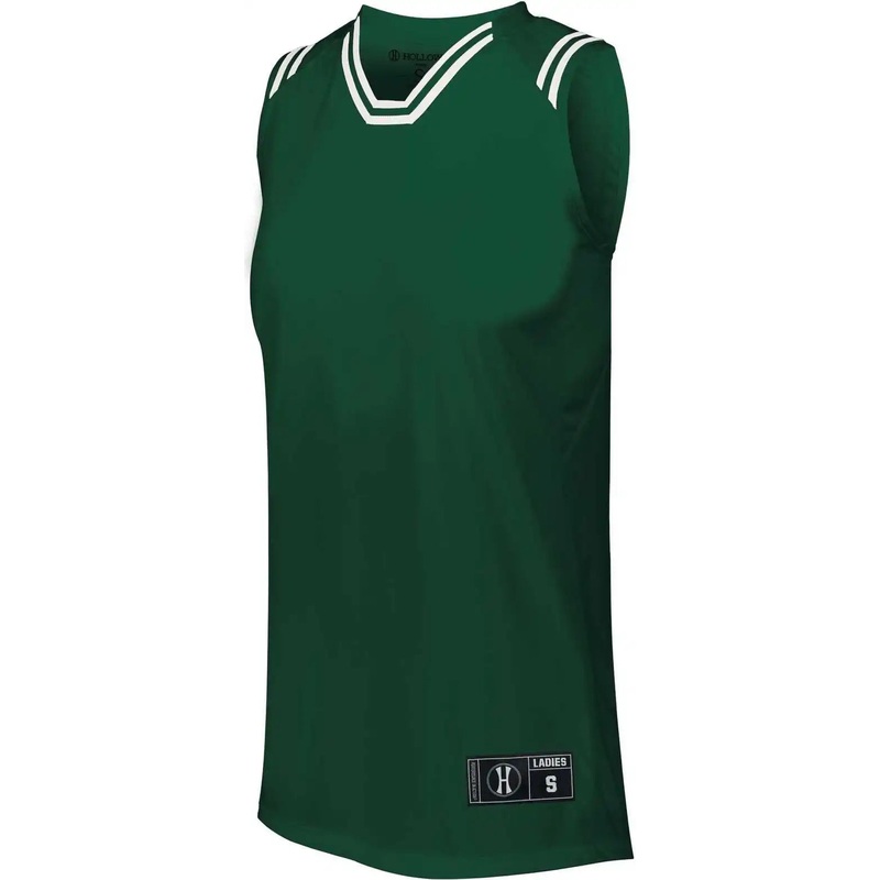 Holloway 224376 Ladies Retro Basketball Jersey – Forest White