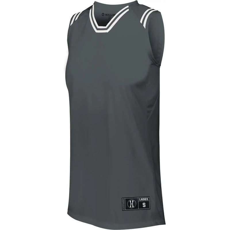 Holloway 224376 Ladies Retro Basketball Jersey – Graphite White