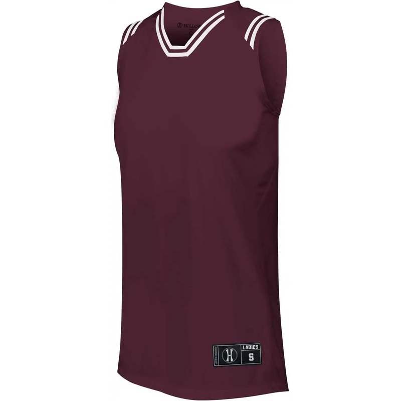 Holloway 224376 Ladies Retro Basketball Jersey – Maroon White