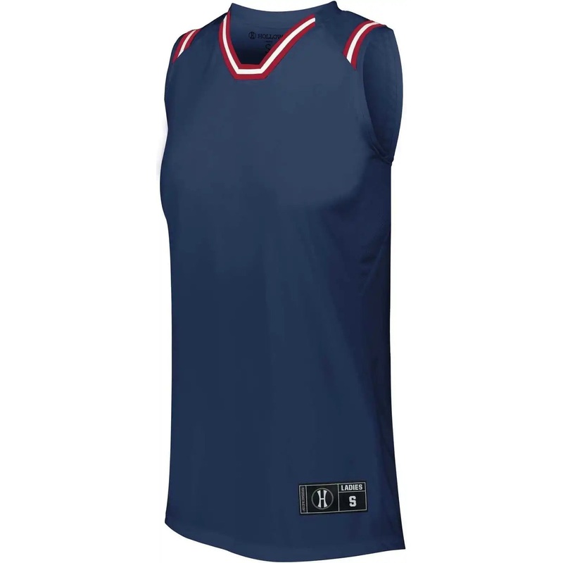 Holloway 224376 Ladies Retro Basketball Jersey – Navy Scarlet White