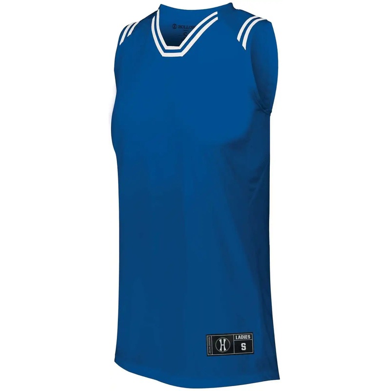 Holloway 224376 Ladies Retro Basketball Jersey – Royal White
