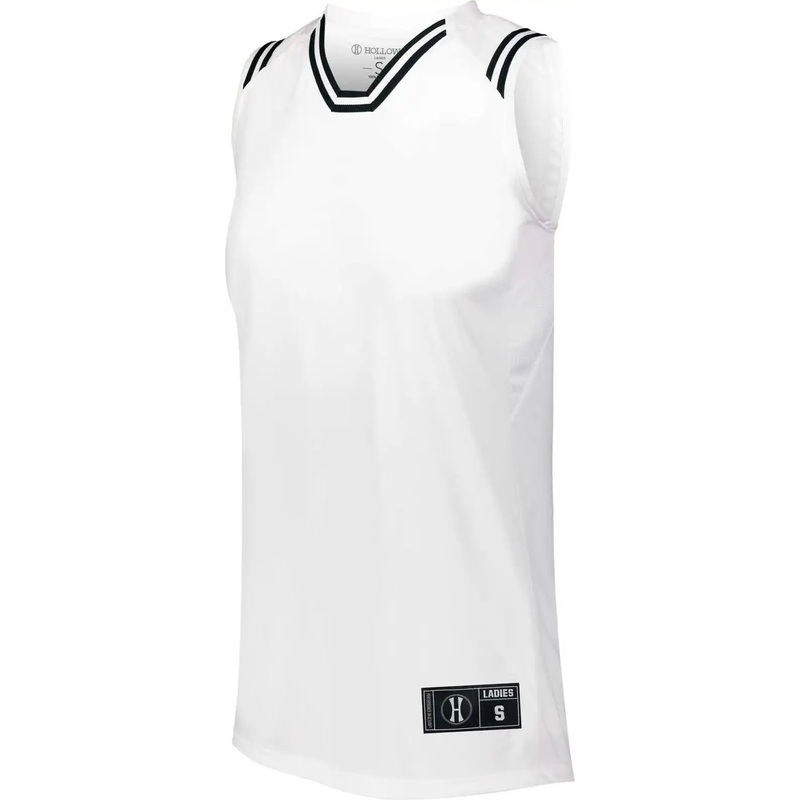 Holloway 224376 Ladies Retro Basketball Jersey – White Black