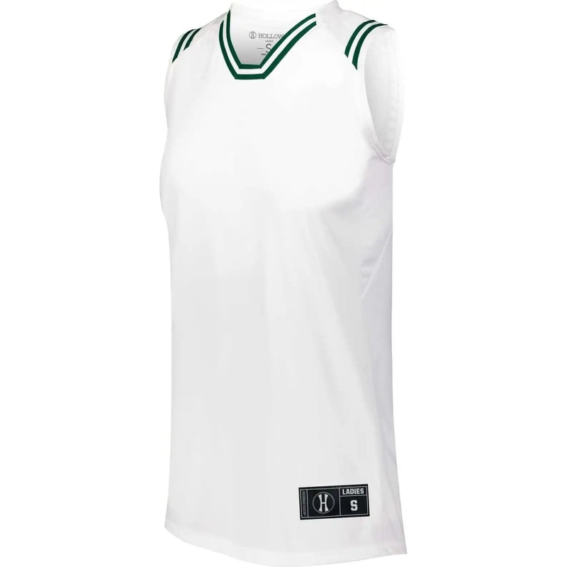 Holloway 224376 Ladies Retro Basketball Jersey – White Forest