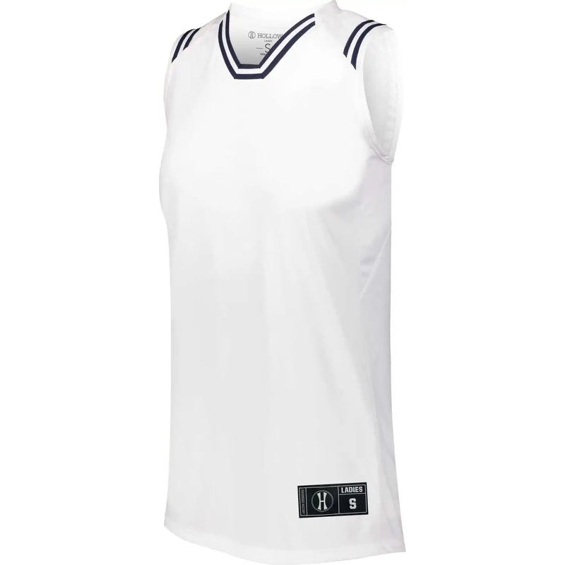 Holloway 224376 Ladies Retro Basketball Jersey – White Navy
