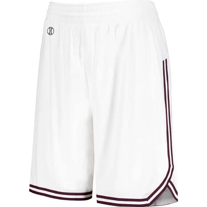 Holloway 224377 Ladies Retro Basketball Shorts – White Maroon