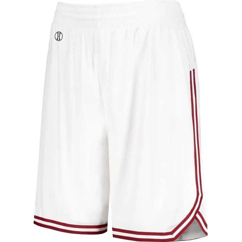 Holloway 224377 Ladies Retro Basketball Shorts – White Scarlet