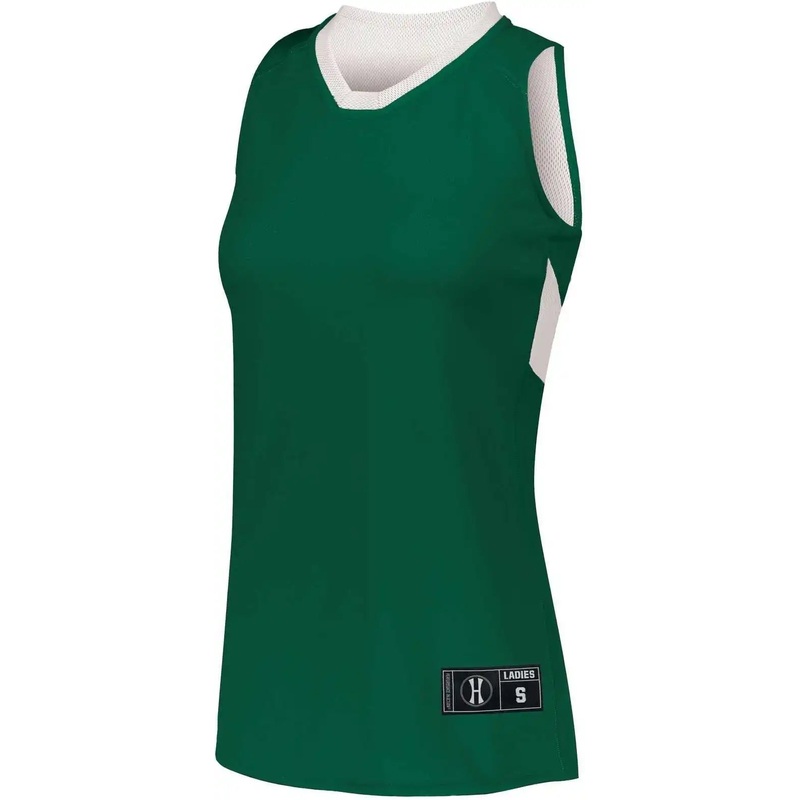 Holloway 224378 Ladies Dual-Side Single Ply Basketball Jersey – Forest White