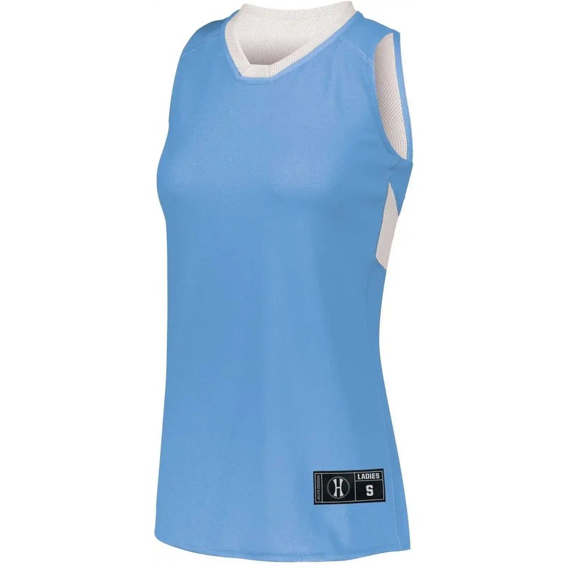 Holloway 224378 Ladies Dual-Side Single Ply Basketball Jersey – University Blue White
