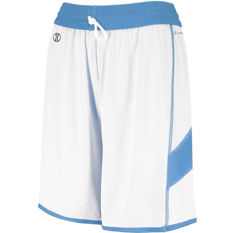 Holloway 224379 Ladies Dual-Side Single Ply Shorts – University Blue White