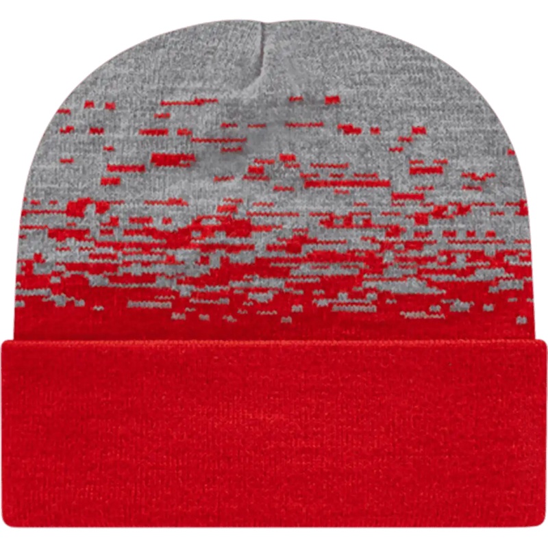 Cap America RKS12 USA Made Static Pattern Knit Cap with Cuff Beanie – True Red Heather