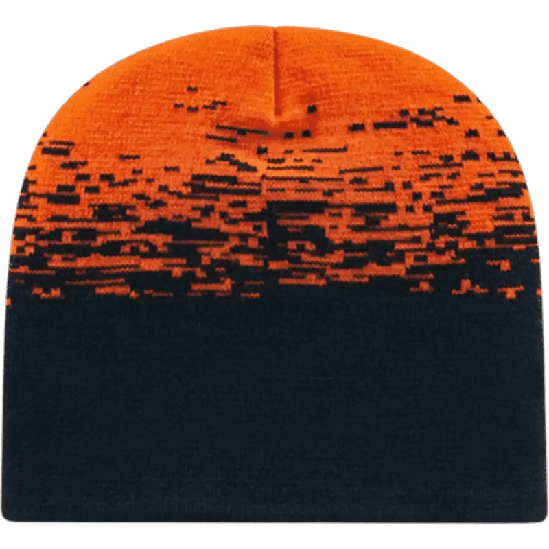 Cap America RKS9 USA Made Static Pattern Knit Beanie – Black Deep Orange