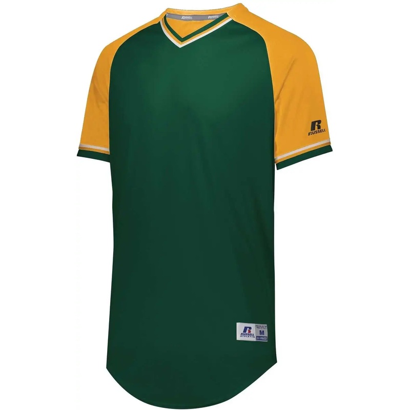 Russell R01X3B Youth Classic V-Neck Jersey – Dark Green Gold White