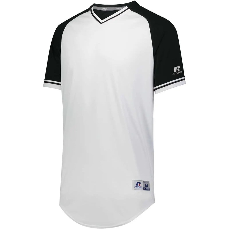 Russell R01X3B Youth Classic V-Neck Jersey – White Black White