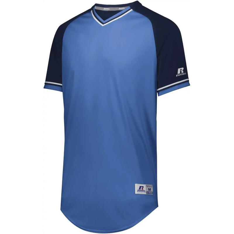 Russell R01X3M Classic V-Neck Jersey – Columbia Blue Navy White