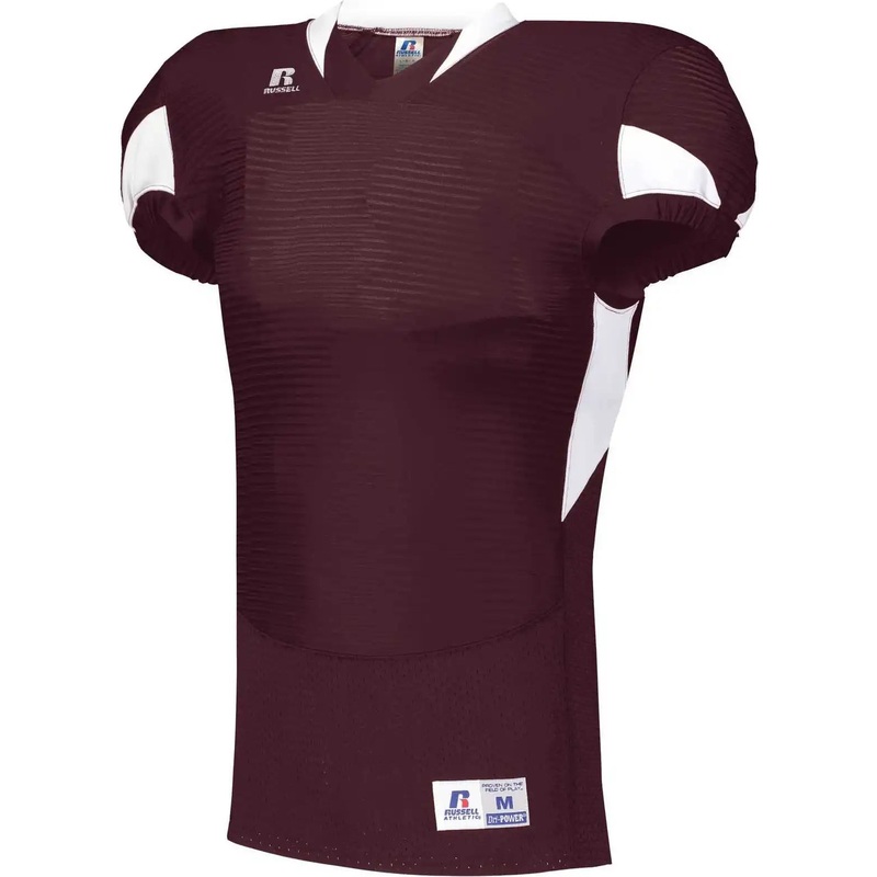 Russell S81XCM Waist Length Football Jersey – Maroon White