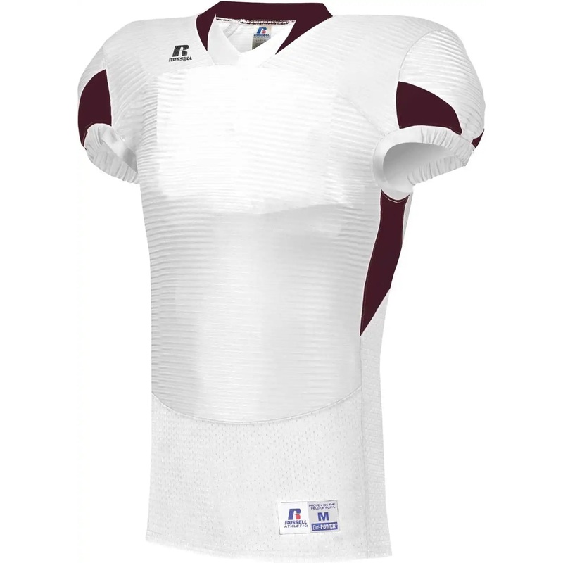 Russell S81XCM Waist Length Football Jersey – White Maroon