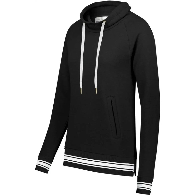 Holloway 229763 Ladies Ivy League Funnel Neck Pullover – Black White