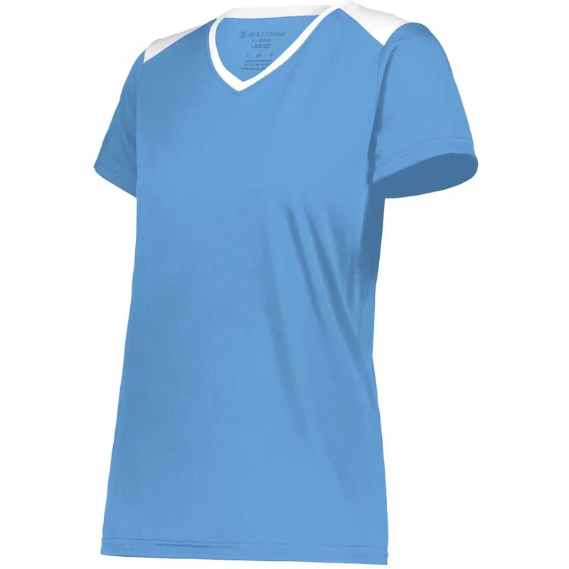 Holloway 223701 Ladies Momentum Team Tee – Columbia Blue White