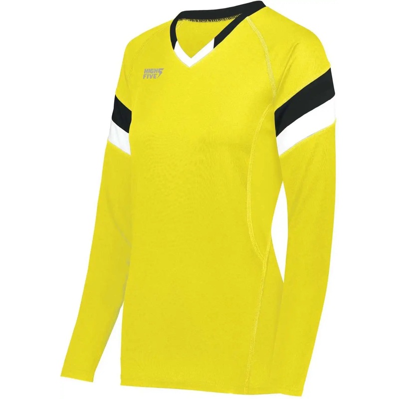 High Five 342243 Girls TruHit Tri Long Sleeve Jersey – Electric Yellow Black White