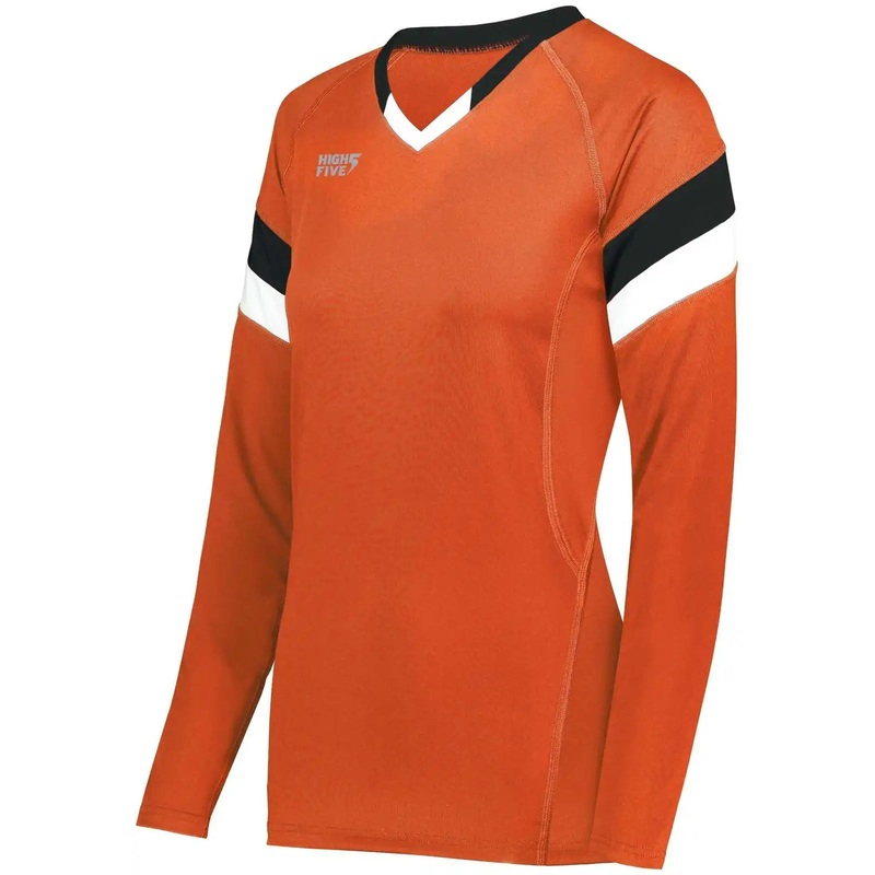 High Five 342243 Girls TruHit Tri Long Sleeve Jersey – Orange Black White