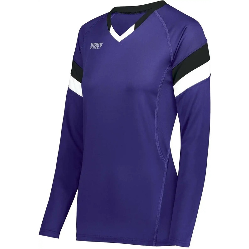 High Five 342243 Girls TruHit Tri Long Sleeve Jersey – Purple Black White