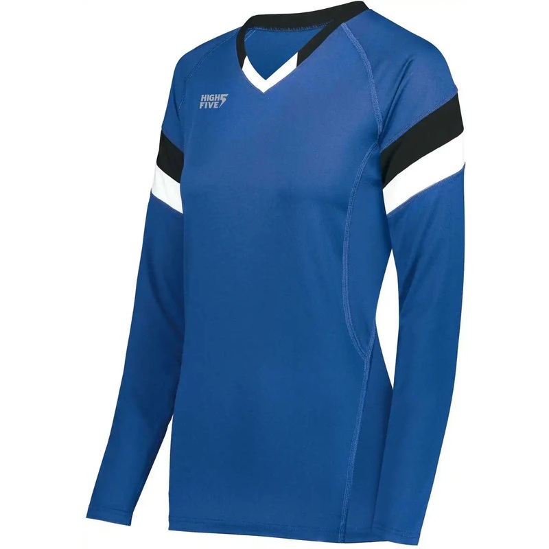 High Five 342243 Girls TruHit Tri Long Sleeve Jersey – Royal Black White