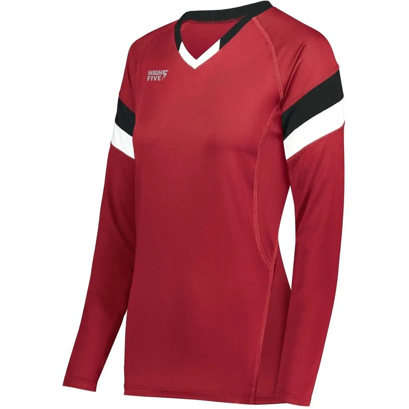 High Five 342243 Girls TruHit Tri Long Sleeve Jersey – Scarlet Black White