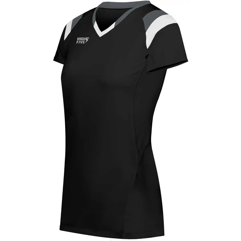 High Five 342252 Ladies TruHit Tri Short Sleeve Jersey – Black Graphite White