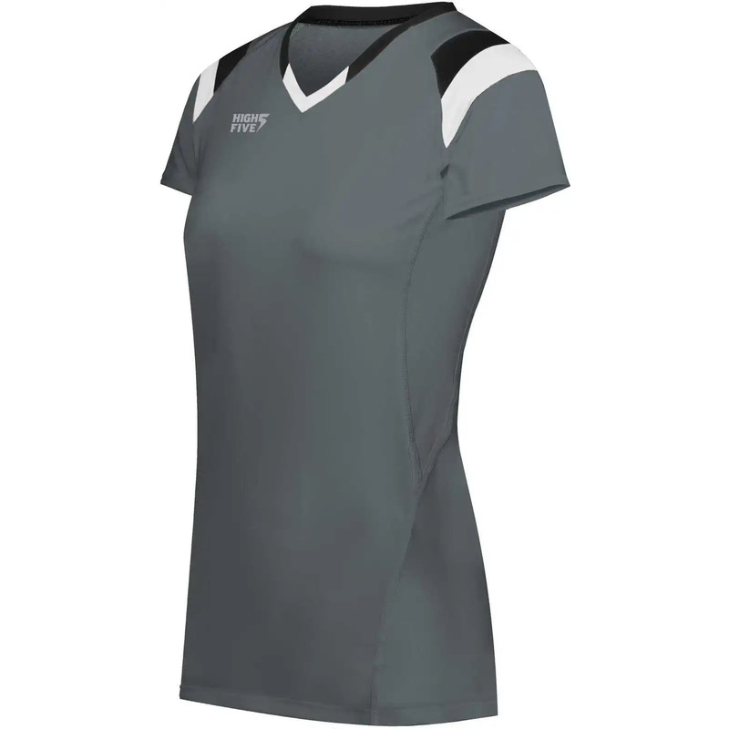 High Five 342252 Ladies TruHit Tri Short Sleeve Jersey – Graphite Black White
