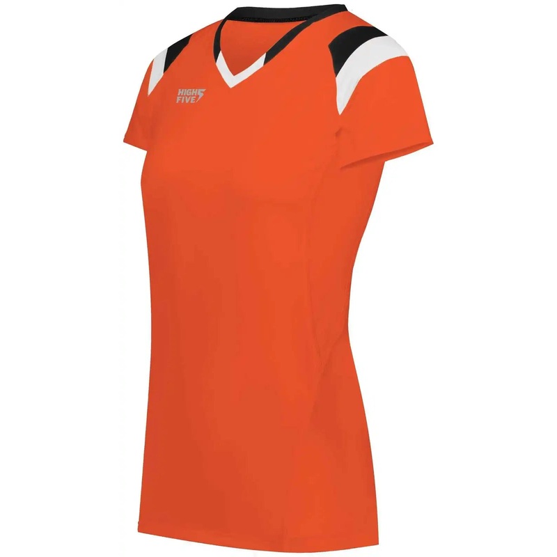High Five 342252 Ladies TruHit Tri Short Sleeve Jersey – Orange Black White