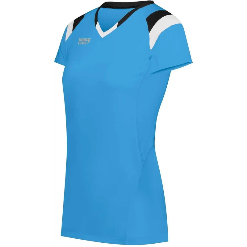 High Five 342252 Ladies TruHit Tri Short Sleeve Jersey – Power Blue Black White
