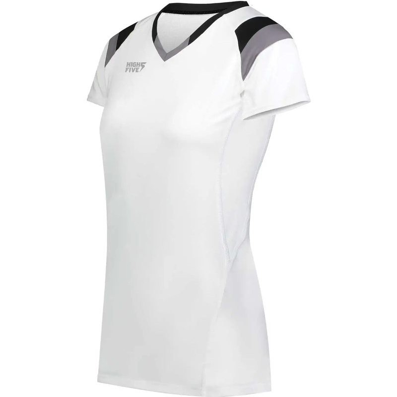 High Five 342252 Ladies TruHit Tri Short Sleeve Jersey – White Black Graphite