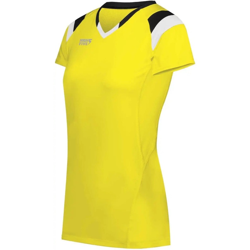 High Five 342253 Girls TruHit Tri Short Sleeve Jersey – Electric Yellow Black White