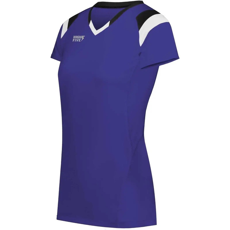 High Five 342253 Girls TruHit Tri Short Sleeve Jersey – Purple Black White