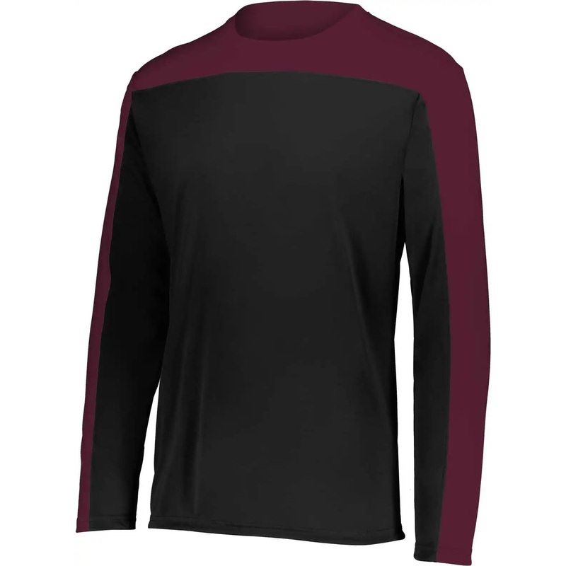 Holloway 223602 Youth Momentum Team Long Sleeve Tee – Black Maroon