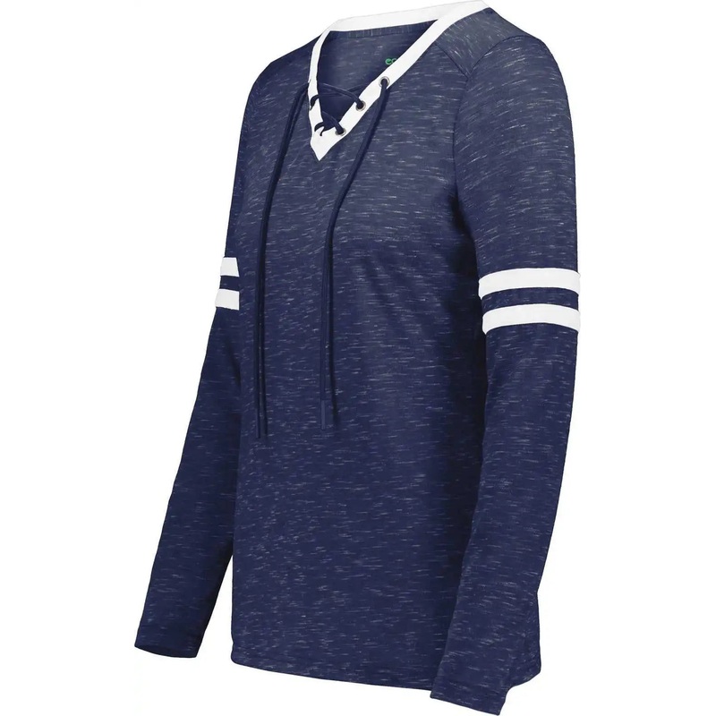 Holloway 223246 Ladies Monterey Long Sleeve Tee – Navy Heather White