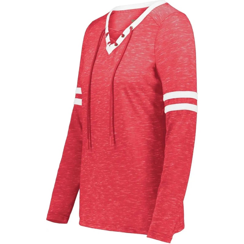 Holloway 223246 Ladies Monterey Long Sleeve Tee – Scarlet Heather White