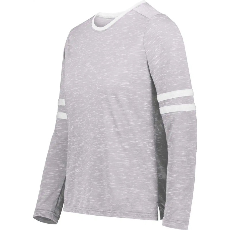 Holloway 223346 Girls Monterey Long Sleeve Tee – Athletic Heather White