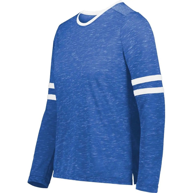 Holloway 223346 Girls Monterey Long Sleeve Tee – Royal Heather White