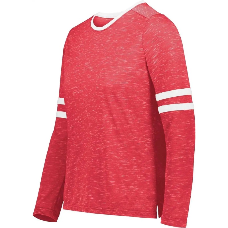 Holloway 223346 Girls Monterey Long Sleeve Tee – Scarlet Heather White