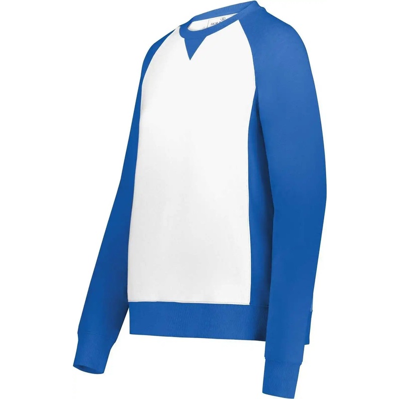 Holloway 223490 Ladies Ivy League Fleece Crew – Royal Heather White