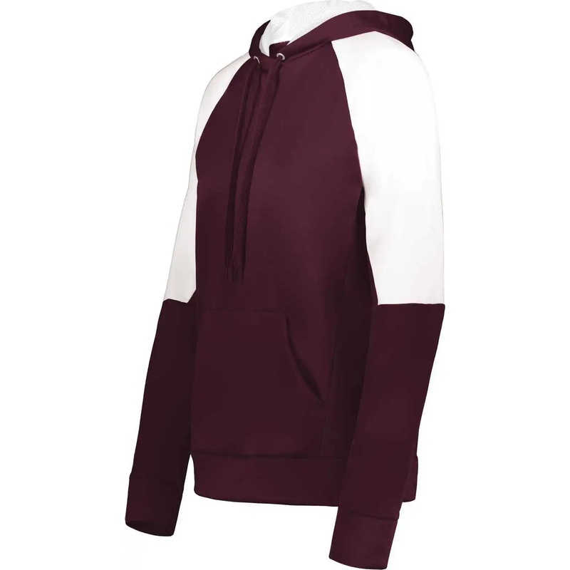 Holloway 222740 Ladies Momentum Team Fleece Hoodie – Maroon White