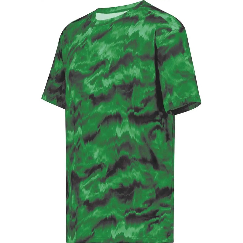 Holloway 222696 Youth Stock Cotton Touch Poly Tee – Dark Green Shockwave Print